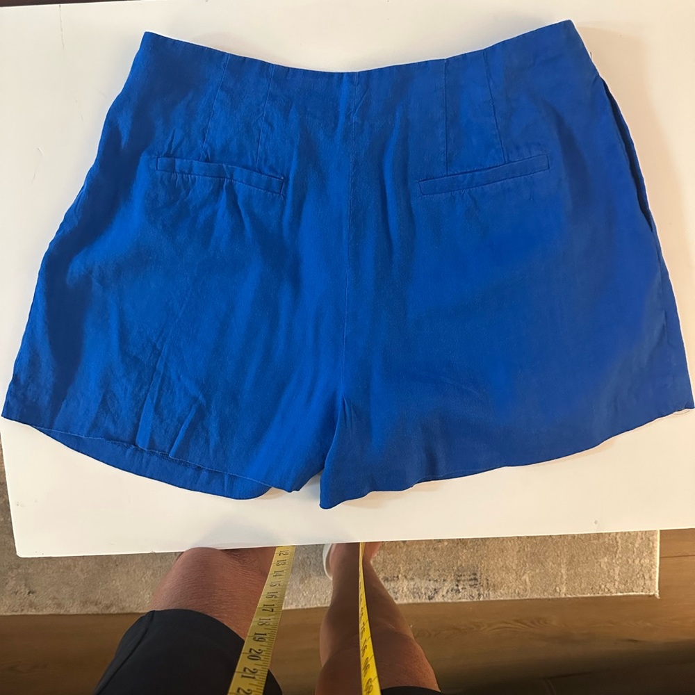 Vibrant Blue High Waist Shorts with Flat Front
